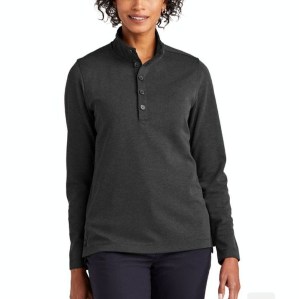 Brooks Brothers NWOT Women's Charcoal Gray Buttoned Henley Neck LS Top Size M